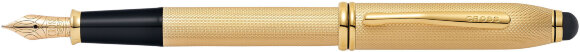 Перьевая ручка Cross Townsend со стилусом 8мм. Цвет - золотистый, перо - золото 18К Solid Gold/родий