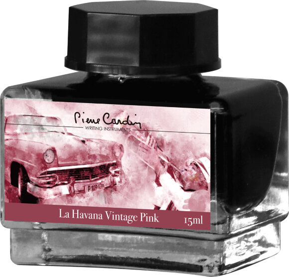 Флакон чернил Pierre Cardin 15мл, серия CITY FANTASY цвет La Havana Vintage Pink (Розовая Гавана) с гравировкой