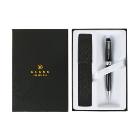  Подарочный набор Cross: шариковая ручка Cross Bailey Black Lacquer с чехлом для ручки