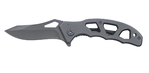 Нож складной Stinger, 75 мм (черный), рукоять: сталь (черный), с клипом, коробка картон