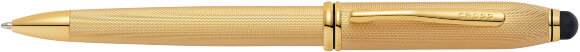 Шариковая ручка Cross Townsend Stylus со стилусом 8мм. Цвет - золотистый. с гравировкой