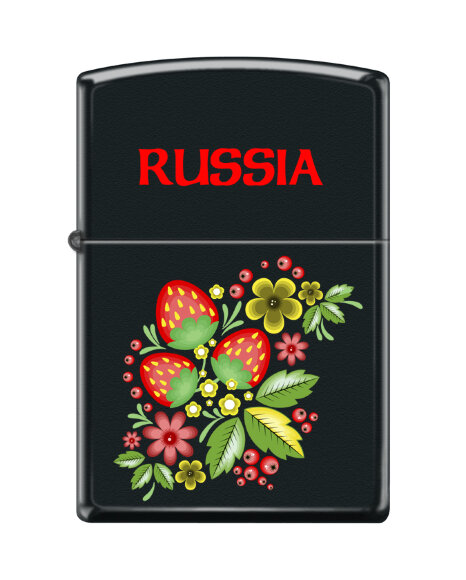 Зажигалка Zippo Ягода-Малина, с покрытием Black Matte, латунь/сталь, чёрная, матовая, 36x12x56 мм