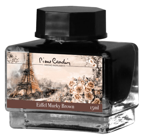 Флакон чернил Pierre Cardin 15мл, серия CITY FANTASY цвет Eiffel Murky Brown (Коричневый Эйфель) с гравировкой