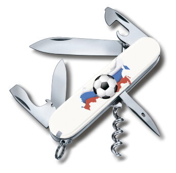 Нож перочинный VICTORINOX Spartan Российский футбол, 91 мм, 12 функций, белый