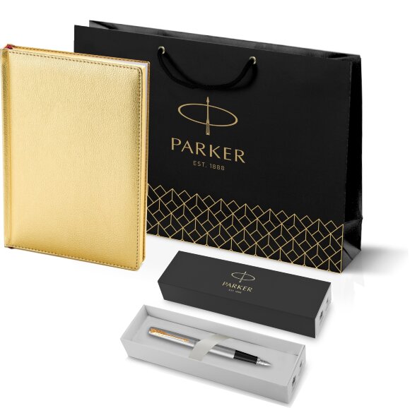 Подарочный набор Parker: Ручка Перьевая Parker Jotter Stainless Steel GT и Ежедневник 203312_8110948
