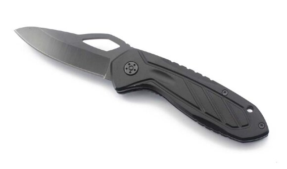 Нож складной Stinger, 120,65 мм, рукоять: алюминий, (чёрный), с клипом, картонная коробка