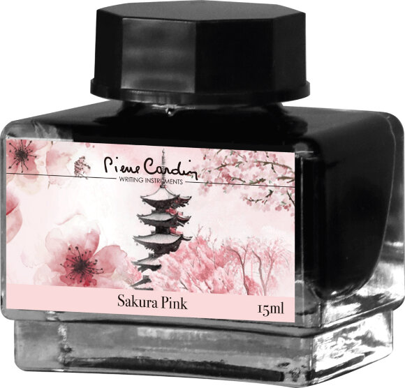 Флакон чернил Pierre Cardin 15мл, серия CITY FANTASY цвет Sakura Pink (Розовая Сакура) с гравировкой