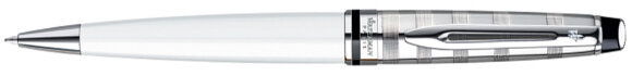 Шариковая  ручка Waterman Expert Deluxe White CT. Корпус - лак, детали дизайна: палладиевое покрытие