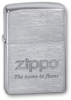 Зажигалка Zippo Name In Flame, с покрытием Brushed Chrome, латунь/сталь, серебристая, 36x12x56 мм