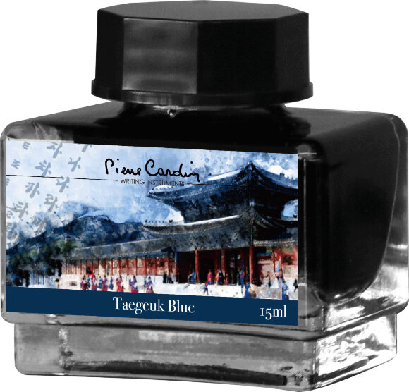 Флакон чернил Pierre Cardin 15мл, серия CITY FANTASY цвет Taegeuk Blue (Синий Баланс) с гравировкой