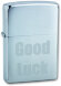 Зажигалка Zippo Good Luck, с покрытием Brushed Chrome, латунь/сталь, серебристая, матовая, 36x12x56