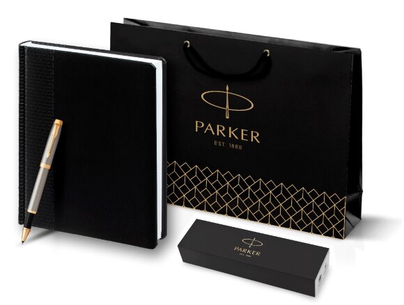 Подарочный набор Parker: Ежедневник и Ручка-Роллер Parker IM Metal, T223, Brushed Metal GT 1931663mal