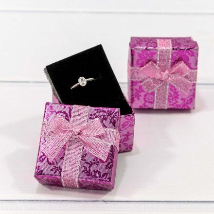 Коробка Квадратная 5 x 5 x 3,5 с бантиком "Цветы блестящие" Розовый в Москве, фото 12