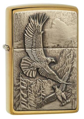 Зажигалка Zippo Eagles, с покрытием Brushed Brass, латунь/сталь, золотистая, матовая, 36x12x56 мм