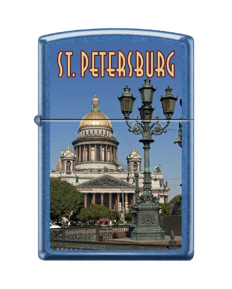 Зажигалка Zippo Исакиевский собор, с покрытием Cerulean™, латунь/сталь, синяя, 36x12x56 мм