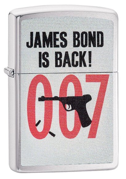 Зажигалка Zippo James Bond 007™ с покрытием Brushed Chrome, латунь/сталь, серебристая, 36x12x56 мм
