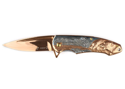 Нож складной Stinger, 84 мм (бронзовый), рукоять: сталь (серый и бронзовый), картонная коробка в Москве, фото 12