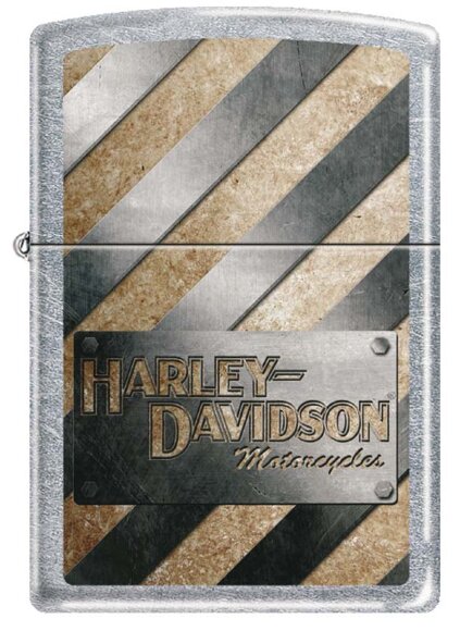 Зажигалка Zippo Harley-Davidson® с покрытием Satin Chrome™, латунь/сталь, серебристая, 36x12x56 мм