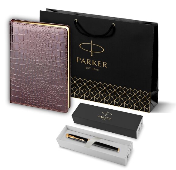 Подарочный набор Parker: Ручка-Роллер Parker IM Metal Black GT и Ежедневник 193134_94659