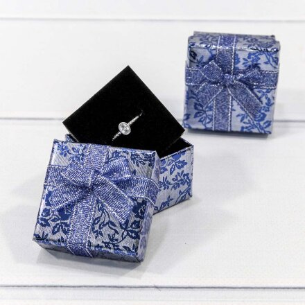 Коробка Квадратная 5 x 5 x 3,5 с бантиком "Цветы блестящие" Синий в Москве, фото 14