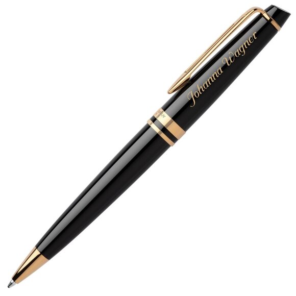 Шариковая ручка Waterman Expert Black GT S0701280, S0951700 с гравировкой