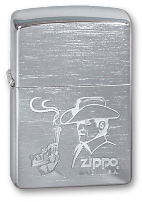 Зажигалка Zippo Cowboy, с покрытием Brushed Chrome, латунь/сталь, серебристая, матовая, 36x12x56 мм