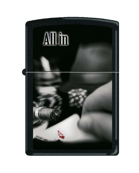 Зажигалка Zippo All In с покрытием Black Matte, латунь/сталь, чёрная, матовая, 36x12x56 мм
