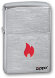 Зажигалка Zippo Flame, с покрытием Brushed Chrome, латунь/сталь, серебристая, матовая, 36x12x56 мм
