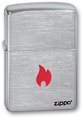 Зажигалка Zippo Flame, с покрытием Brushed Chrome, латунь/сталь, серебристая, матовая, 36x12x56 мм
