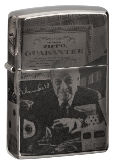 Зажигалка Zippo George Blaisdell с покрытием Black Ice®, латунь/сталь, чёрная, 36х12х56 мм