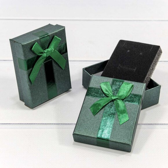 Коробка Прямоугольная 7 x 9 x 3 с бантом Зелёный
