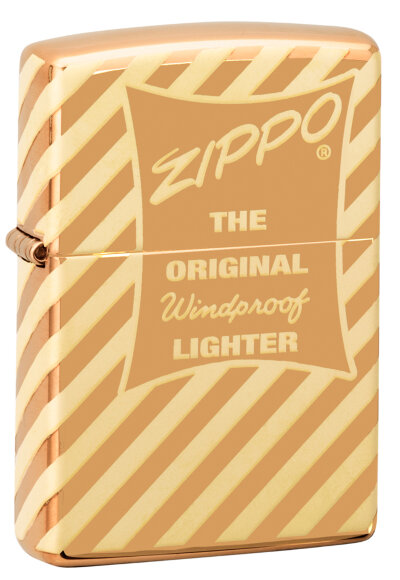 Зажигалка Zippo Vintage Box Top с покрытием High Polish Brass, латунь/сталь, золотистая, 36x12x56 мм