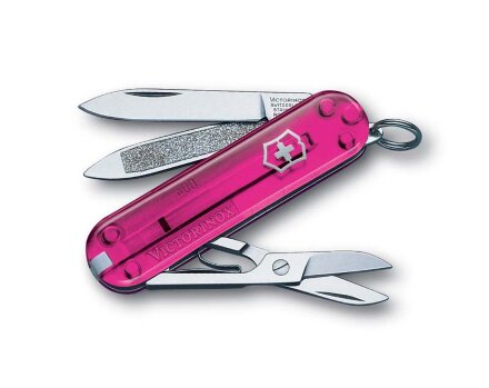 Нож-брелок VICTORINOX Classic, 58 мм, 7 функций, полупрозрачный розовый в Москве, фото 36