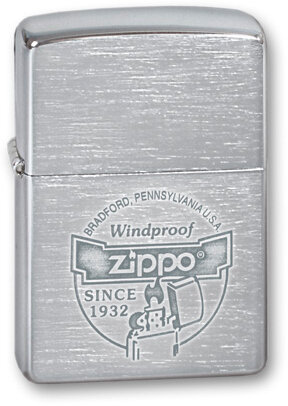 Зажигалка Zippo Since 1932, с покрытием Brushed Chrome, латунь/сталь, серебристая, 36x12x56 мм