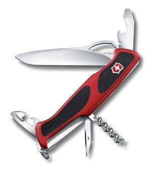 Нож перочинный VICTORINOX RangerGrip 61, 130 мм, 11 функций, с фиксатором лезвия, красный с чёрным