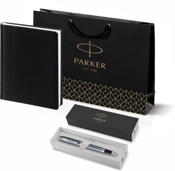 Подарочный набор Parker: Перьевая Ручка Parker IM Metal Light Blue Grey CT и Ежедневник 193_2645301648