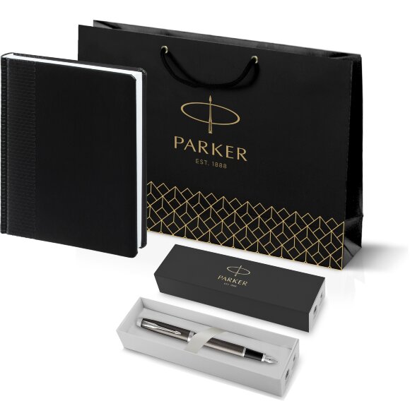 Подарочный набор Parker: Перьевая Ручка Parker IM Metal, F221, Black GT и Ежедневник 193_2645301650
