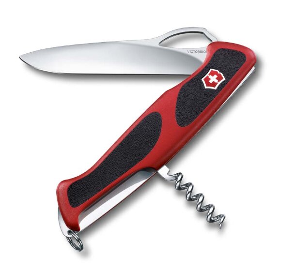 Нож перочинный VICTORINOX RangerGrip 63, 130 мм, 5 функций, с фиксатором лезвия, красный с чёрным