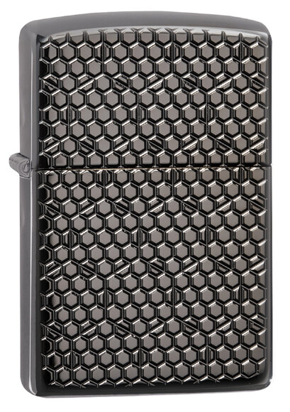 Зажигалка Zippo Armor™ с покрытием Black Ice®, латунь/сталь, чёрная, глянцевая, 36x12x56 мм
