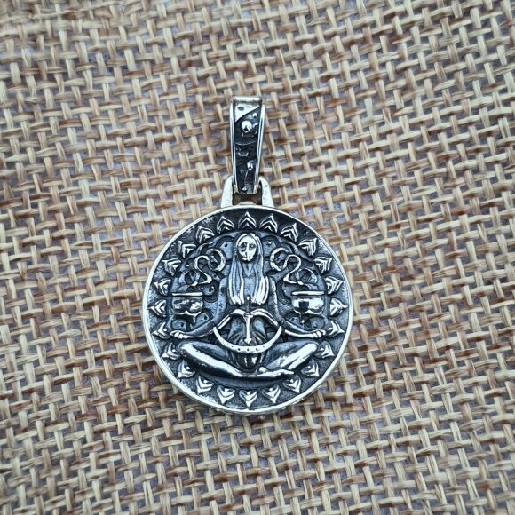 Серебряный открывающийся медальон знак зодиака Весы малый O19