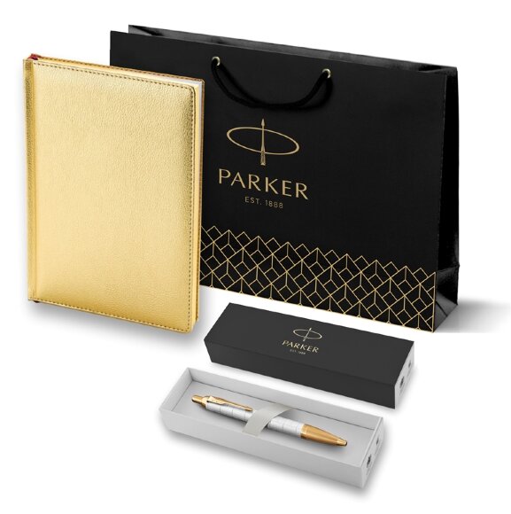 Подарочный набор Parker: Ручка Шариковая Parker IM Premium K318 Pearl GT и Ежедневник
