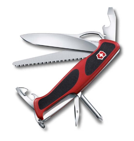 Нож перочинный VICTORINOX RangerGrip 78, 130 мм, 12 функций, с фиксатором лезвия, красный с чёрным