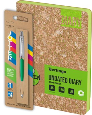 Подарочный набор: Шариковая ручка Parker Jotter Originals Green CT и Блокнот 207880_016058