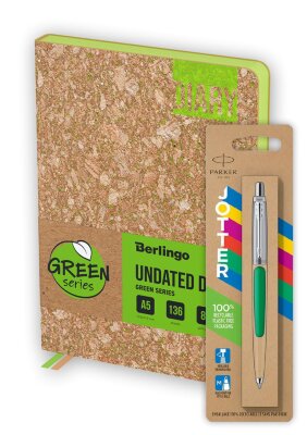 Подарочный набор: Шариковая ручка Parker Jotter Originals Green CT и Блокнот 207880_016058