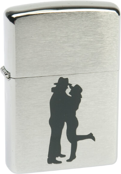 Зажигалка Zippo Cowboy Couple, с покрытием Brushed Chrome, латунь/сталь, серебристая, 36x12x56 мм