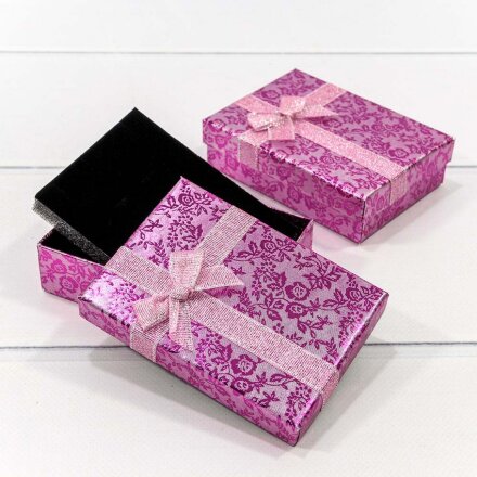 Коробка Прямоугольная 11 x 8 x 3 с бантиком "Цветы блестящие" Розовый в Москве, фото 21