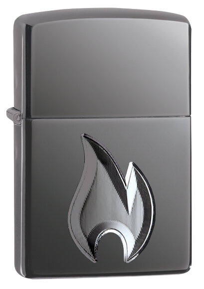 Зажигалка Zippo Armor™ с покрытием Black Ice®, латунь/сталь, чёрная, глянцевая, 36x12x56 мм