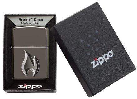 Купить: Зажигалка Zippo Armor™ с покрытием Black Ice®, латунь/сталь, чёрная, глянцевая, 36x12x56 мм