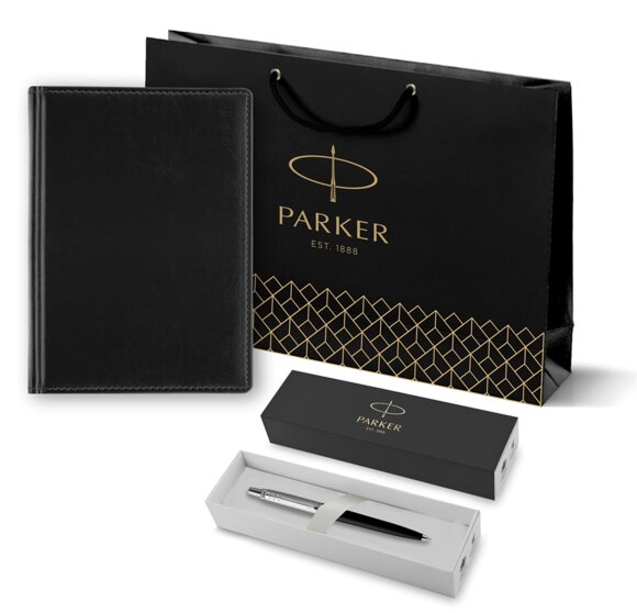 Подарочный набор: Шариковая ручка Parker Jotter Essential, Satin Black CT