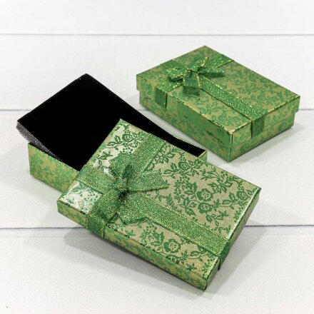 Коробка Прямоугольная 11 x 8 x 3 с бантиком "Цветы блестящие" Зелёный в Москве, фото 18